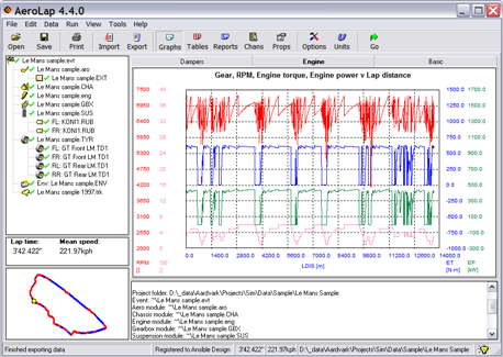 lap time simulation main screen